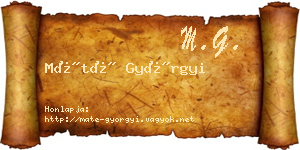 Máté Györgyi névjegykártya